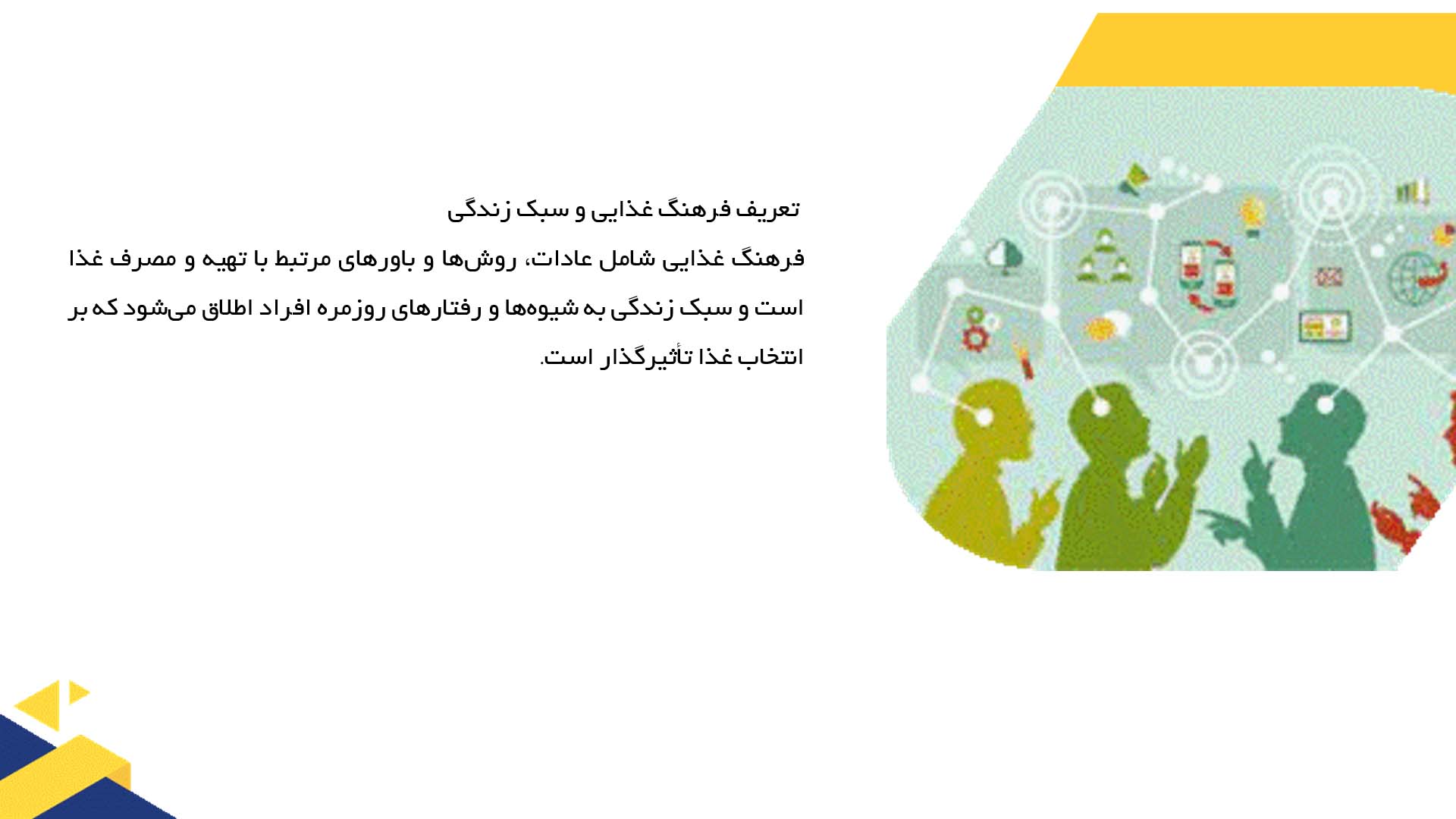 پاورپوینت در مورد تأثیر تغییر سبک زندگی بر فرهنگ غذایی